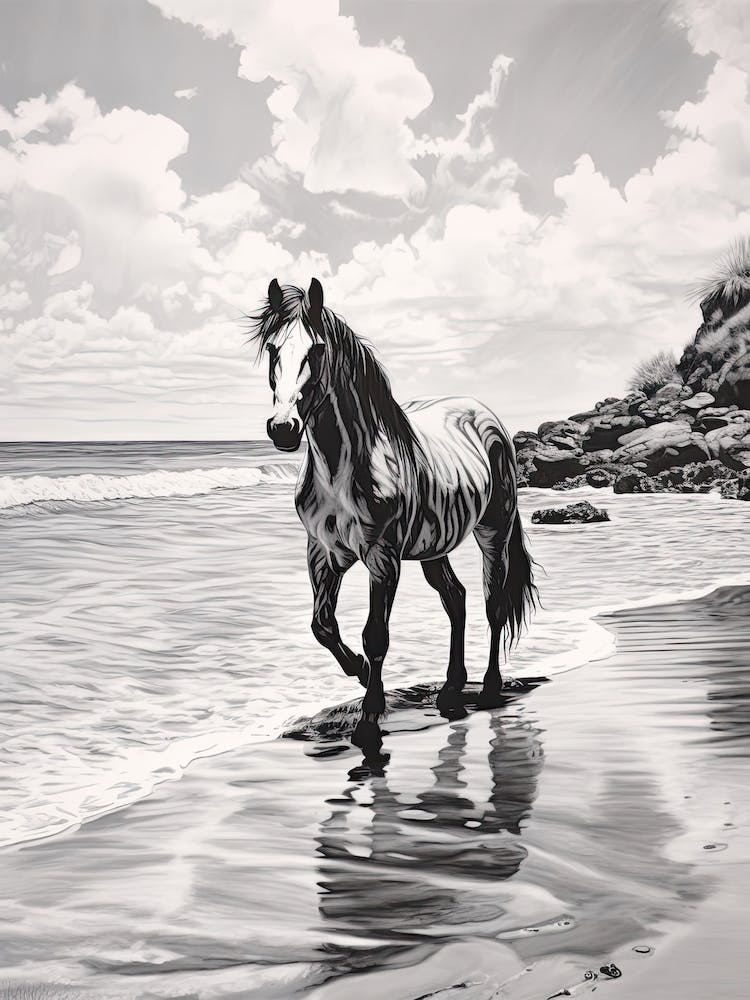 A Horse Oil Painting In Maui Beaches Hawaii, Usa, Portrait 2