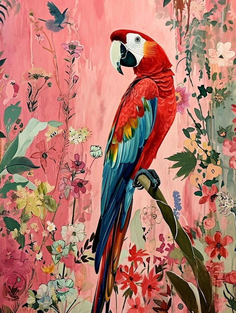 Peinture Animale Florale Perroquet 3