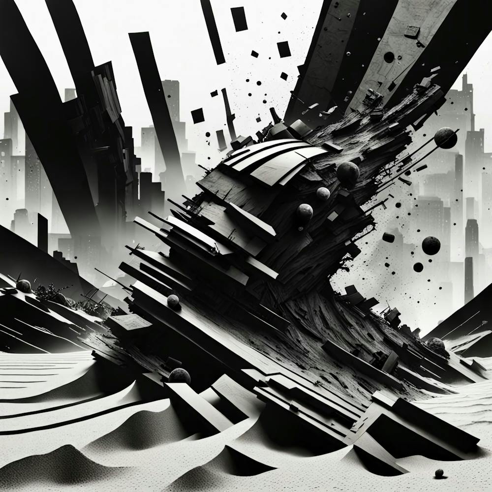 Decayed Construction Abstract Monochrome Art