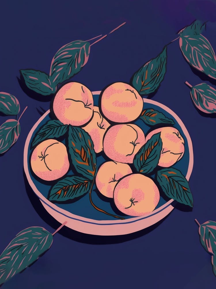 Bowl Of Peaches Illustration