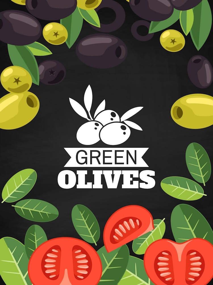 Green Olives - olives poster, kitchen wall art 1