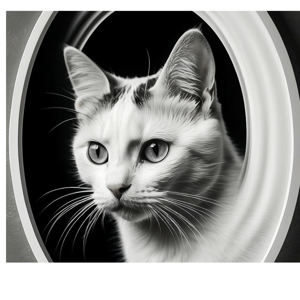 Cat In A Round Frame