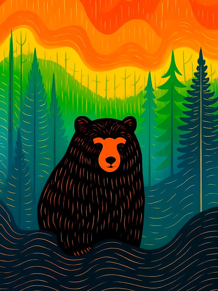 Black Bear In The Forest 1
