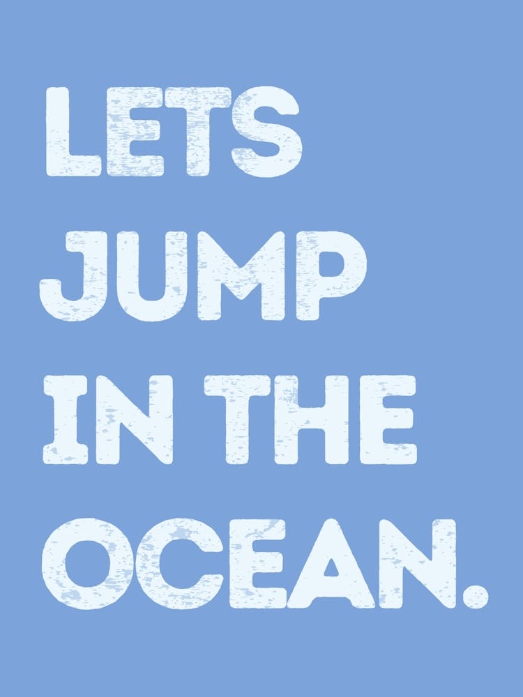 Jump In The Ocean White On Blue