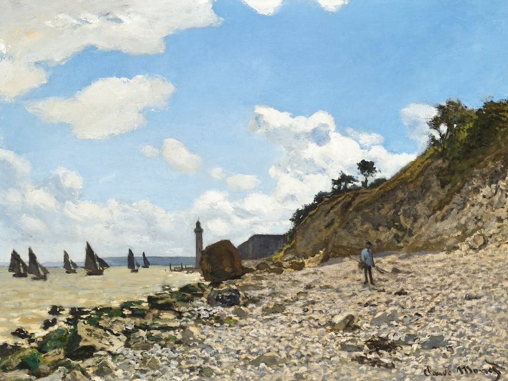 The Beach At Honfleur, Claude Monet