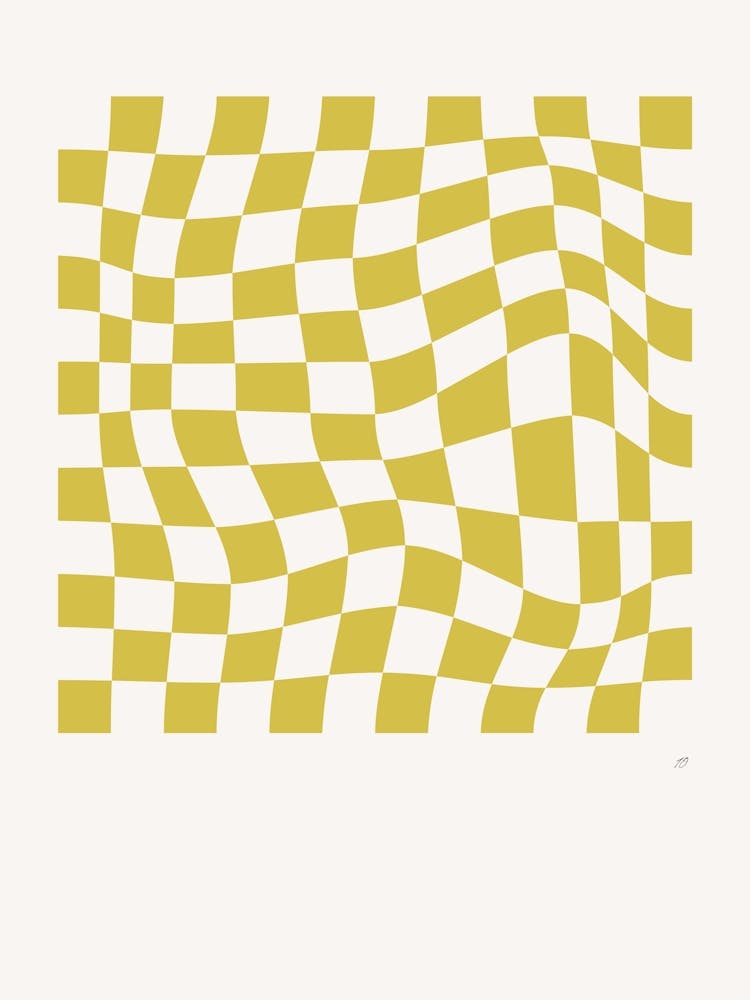 Wavy Checkered Pattern Poster Lime