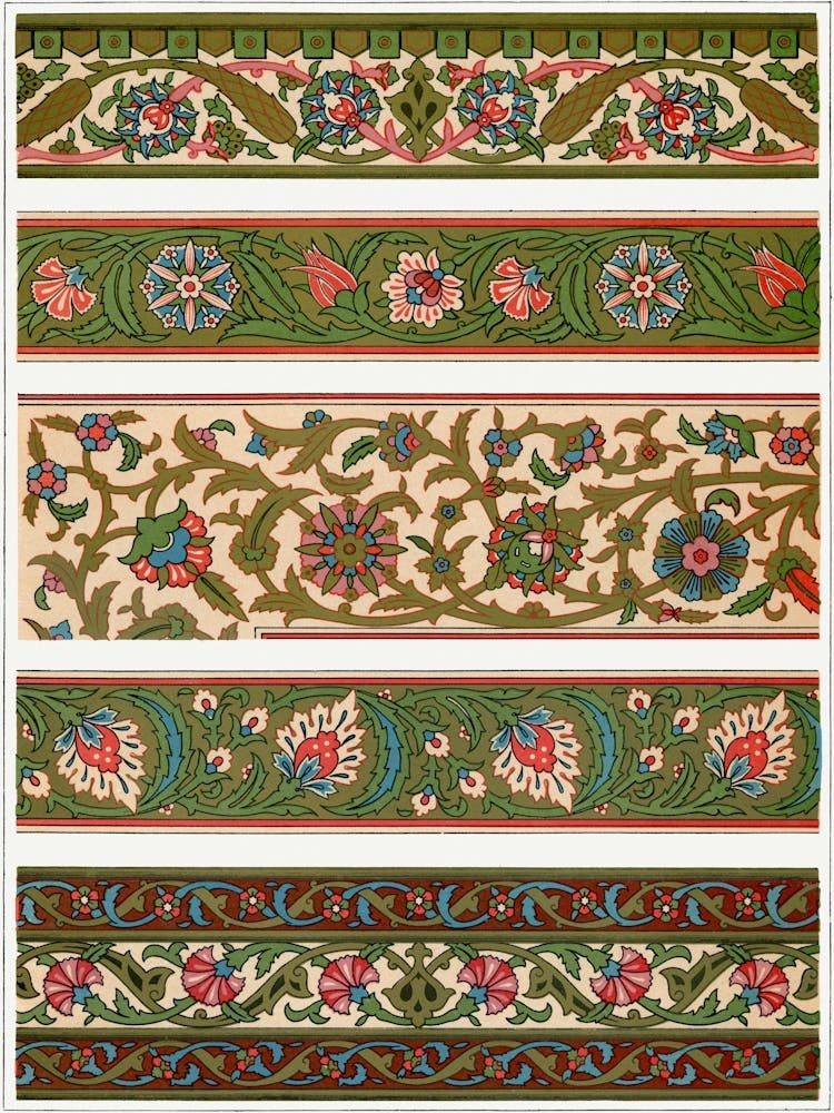 Arabic Art Pattern, Emile Prisses D’Avennes, La Decoration Arabe,Digitally Enhanced Lithograph From Own4