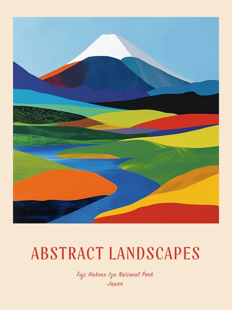 Farbenfrohes abstraktes Fuji Hakone Izu Nationalpark Japan 2 Poster