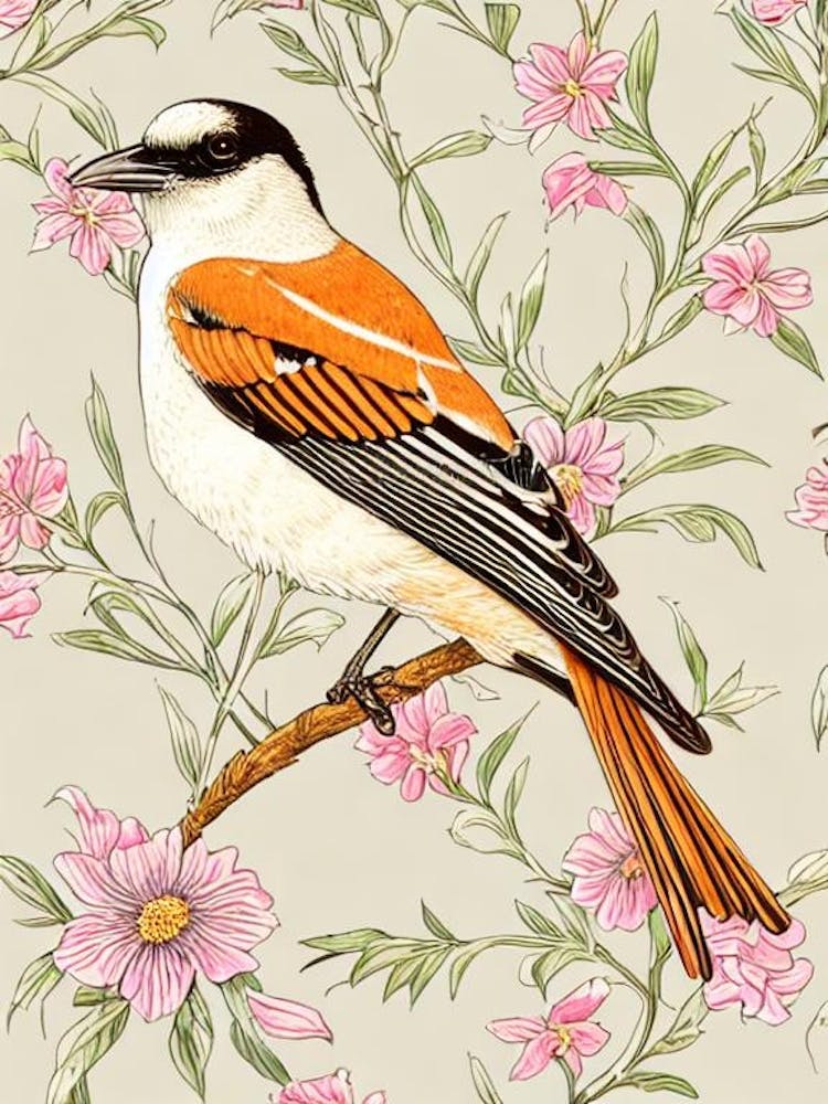 Magpie 3 William Morris Style Bird