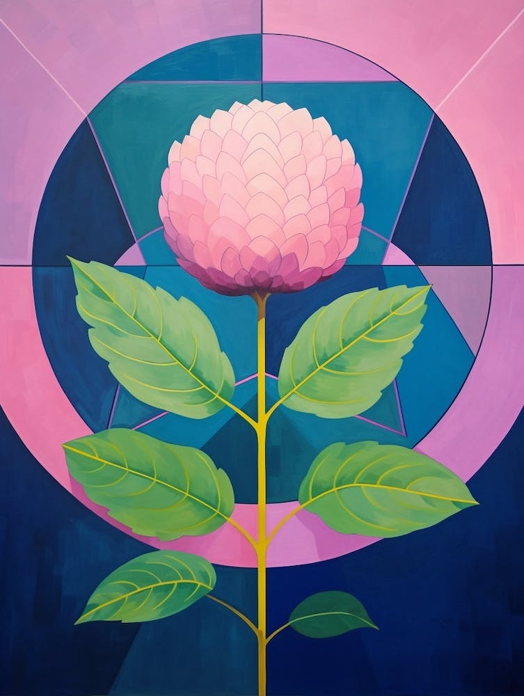 Kugelamarant 3 Inspiriert von Hilma Af Klint Pastell-Blumenmalerei
