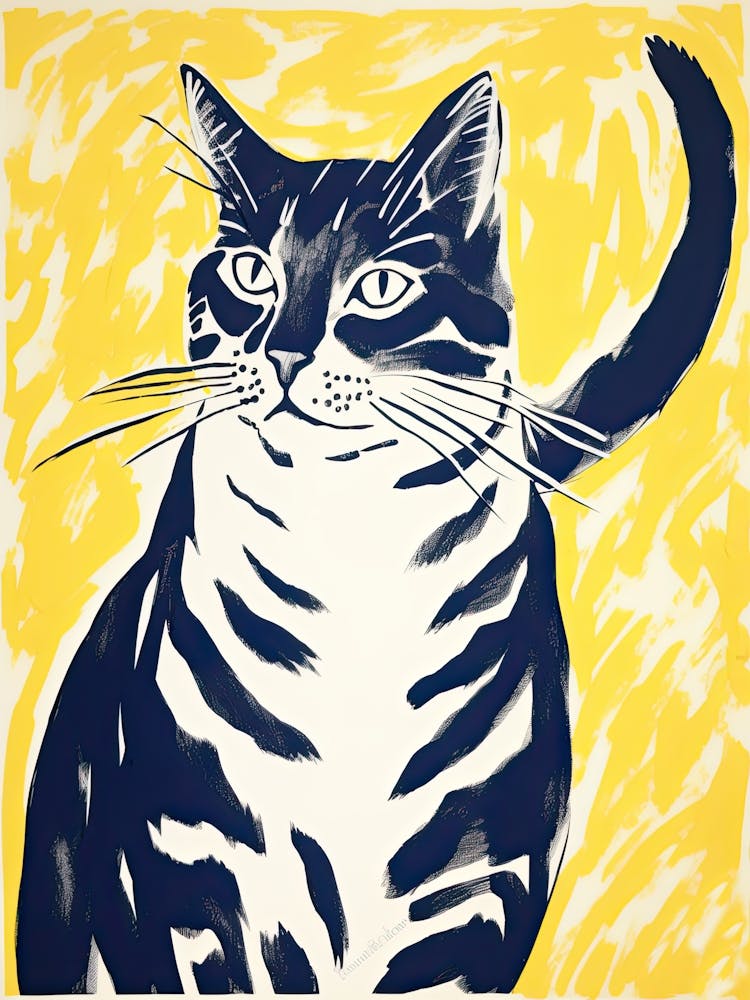 Cat On Yellow Background