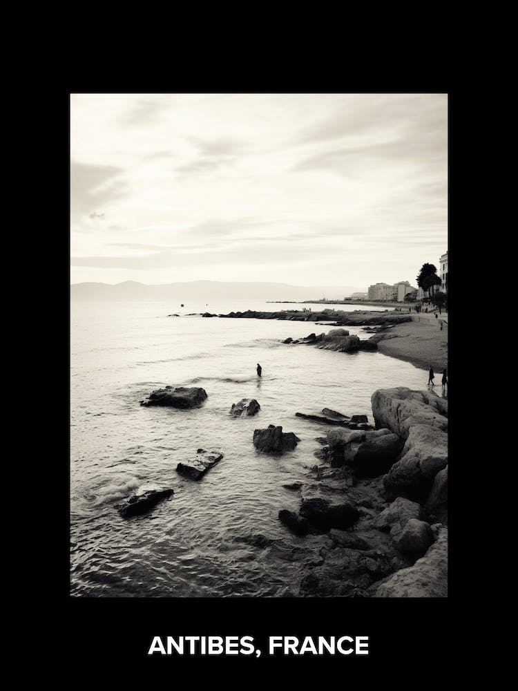 Poster Of Antibes, France, Mediterranean Black And White Photography Analogue 4