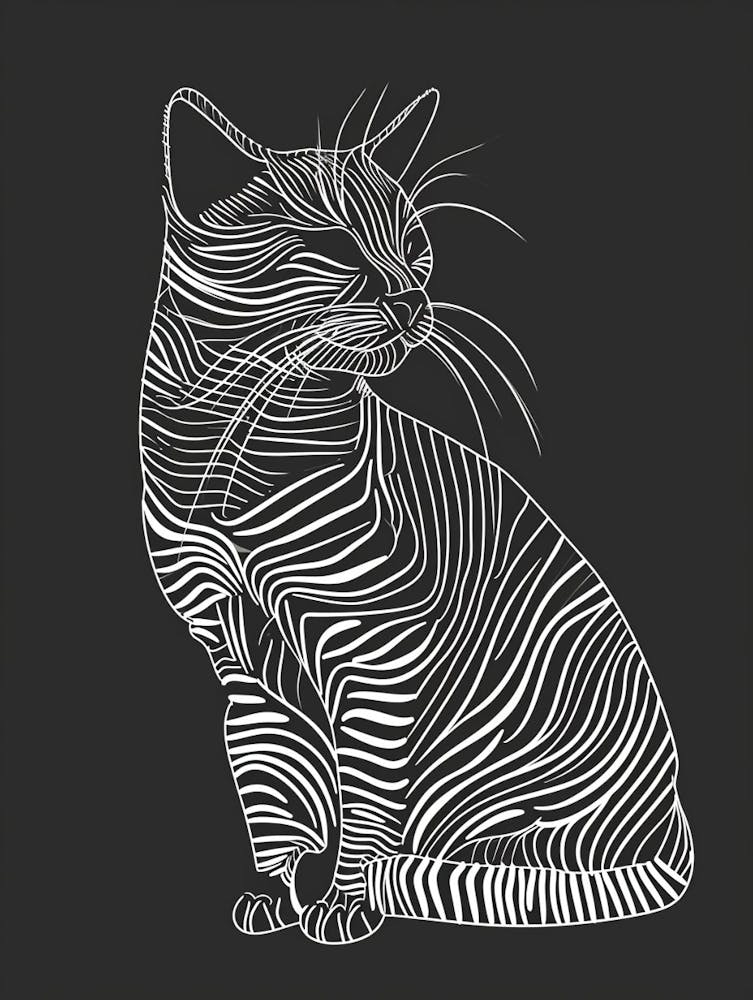 Toyger Cat Minimalist Illustration 2