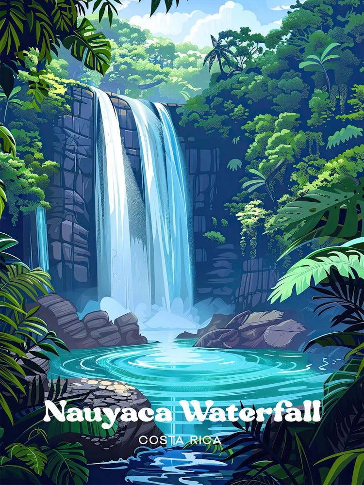Nauyaca Waterfall Costa Rica Nature Park Travel Art