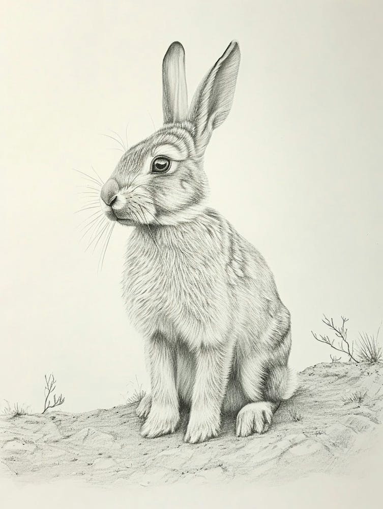 Blanc De Hotot Rabbit Drawing 1