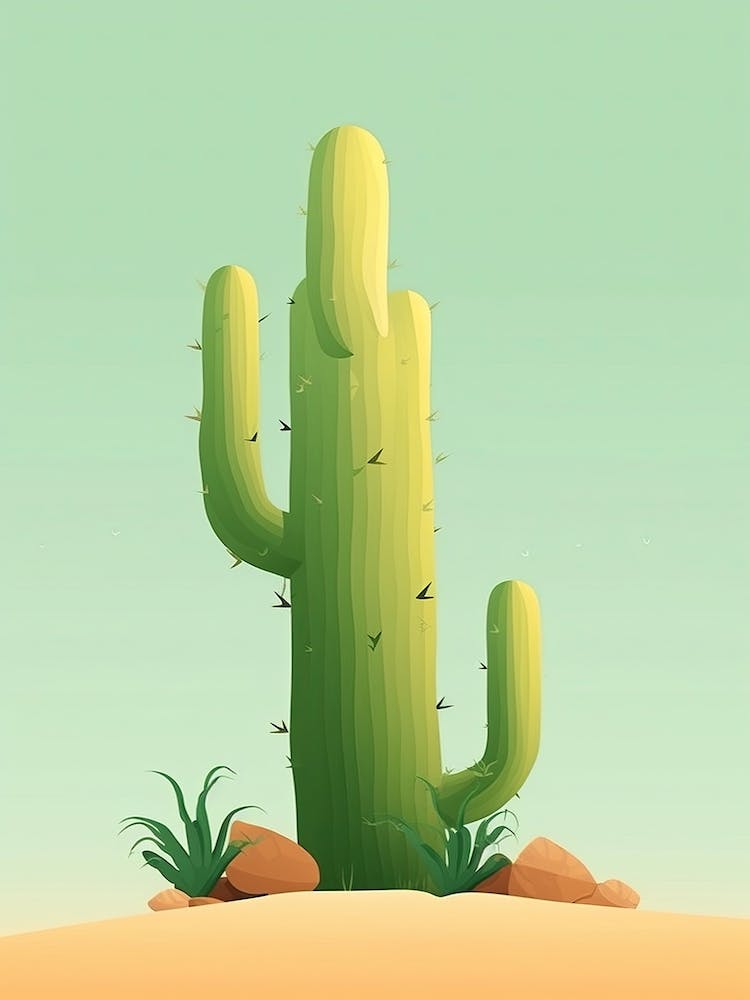 Saguaro Pear Cactus Illustration 1