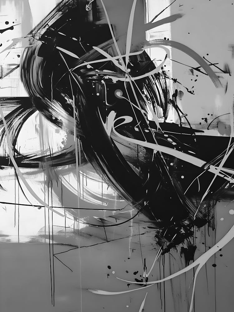 Abstract Black And White Painting 34