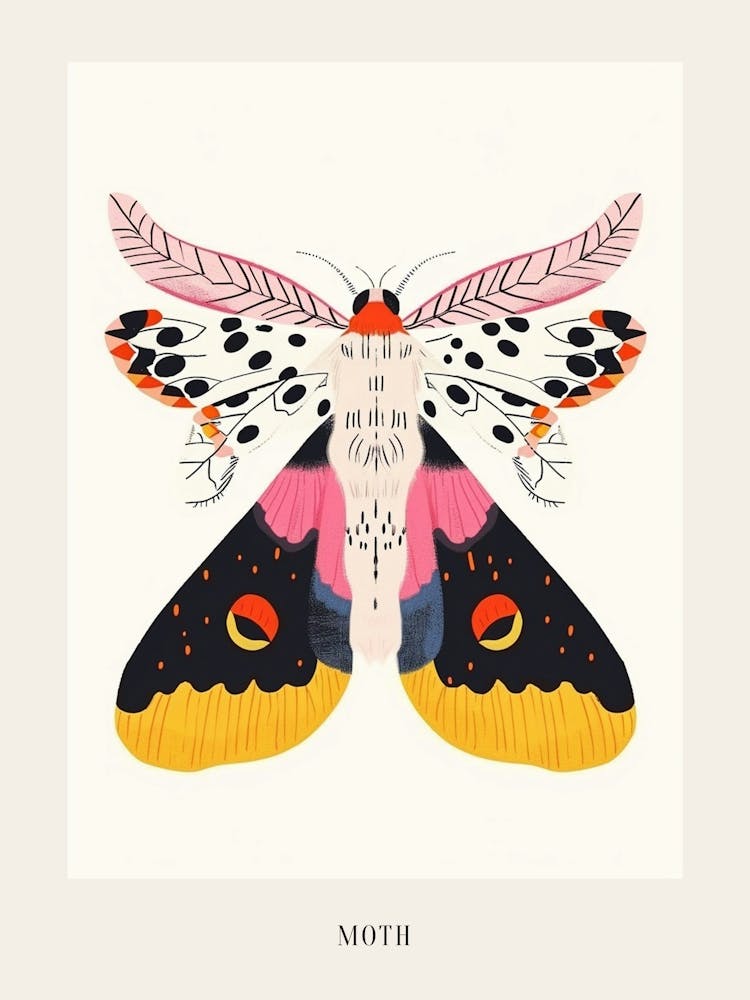 Colourful Insect Illustration Moth 8 Poster