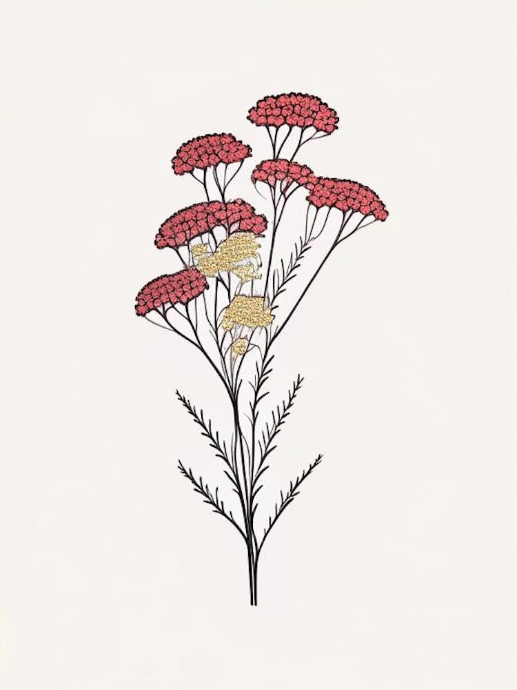 Yarrow Floral Minimal Line Drawing 1 Flower