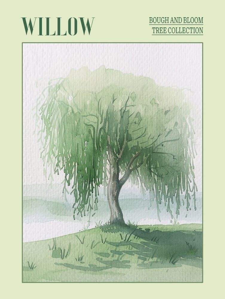 Willow Tree Atmospheric Watercolour Painting 4 Poster