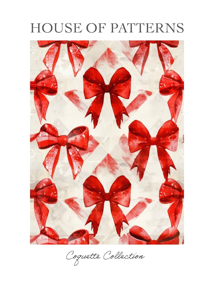 Dark Red Bows 4 Pattern Poster