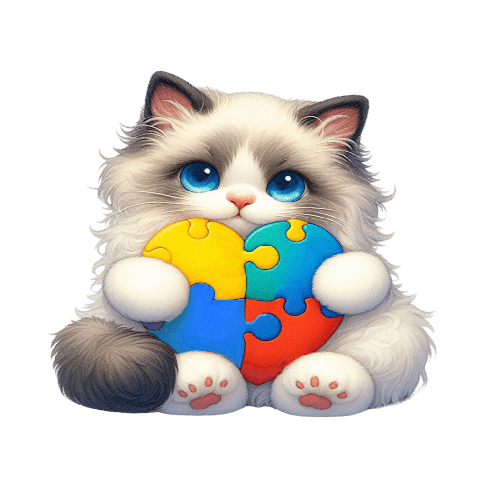 Autism Puzzle Piece Cat (Ragdoll)
