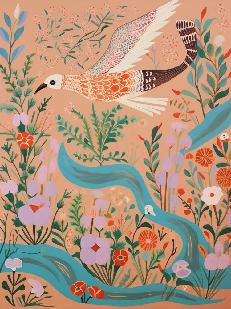 Maximalist Bird Painting Dunlin 3