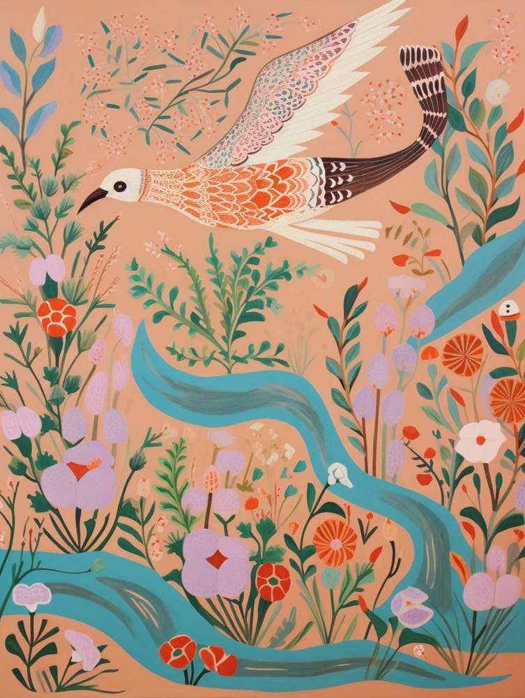 Maximalist Bird Painting Dunlin 3