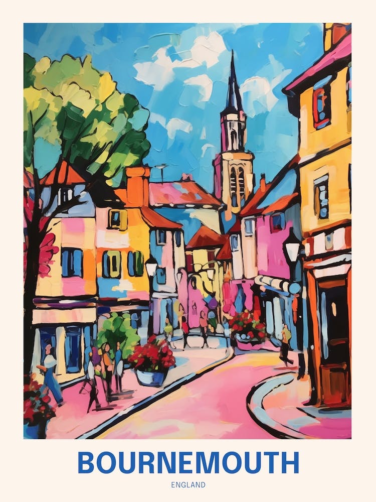 Bournemouth England 8 Uk Travel Poster