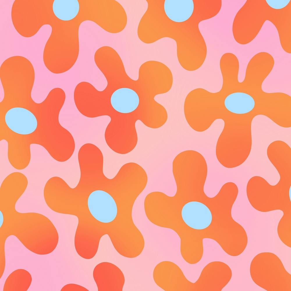 Flowers Orange Pink Square