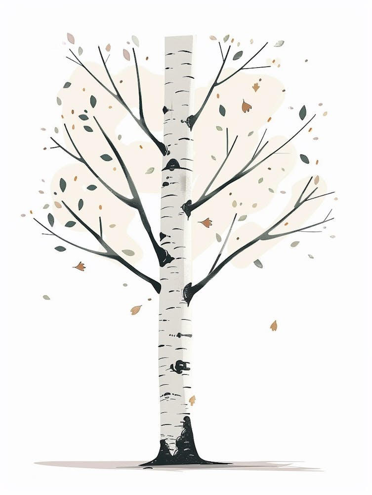 Birch Tree Pixel Illustration 3