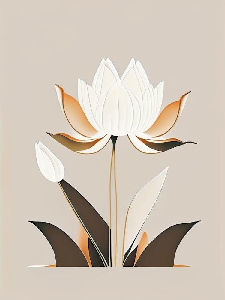 Lotus Flowers In Park Retro Minimal 1