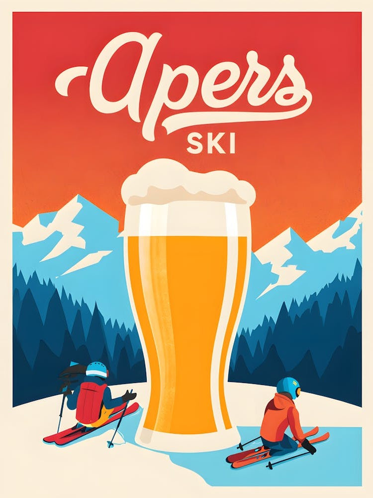 Après Ski Poster Print - Retro Skiing & Beer Wall