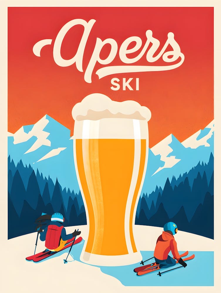 Après Ski Poster Print - Retro Skiing & Beer Wall
