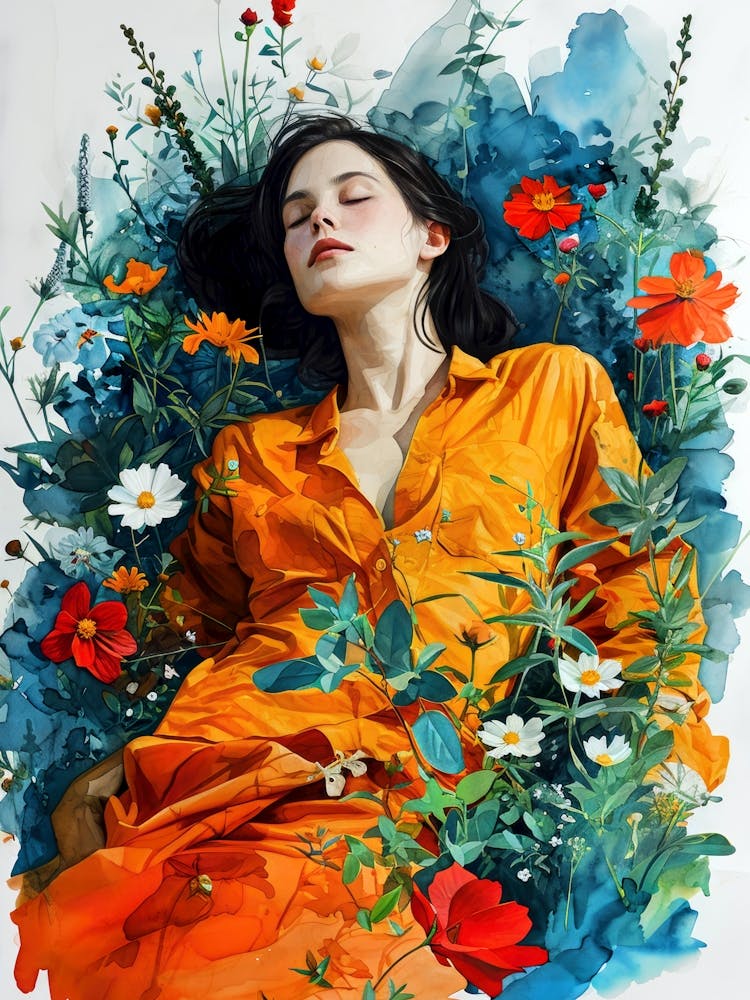 Girl In The Garden illustration