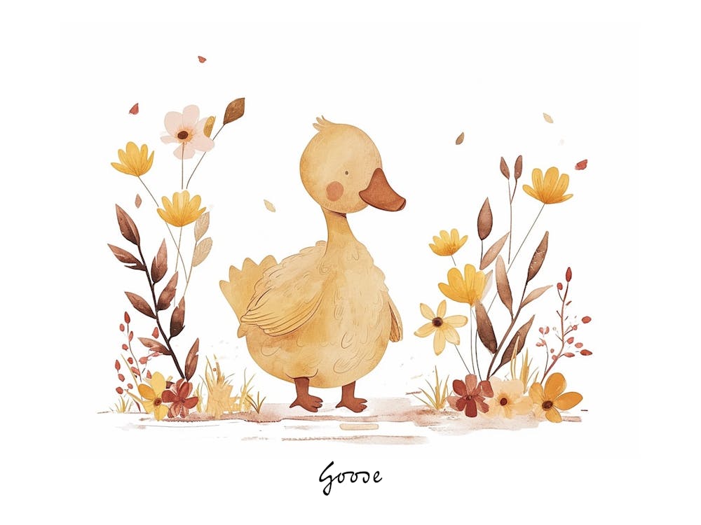 Little Floral Goose 2 Poster