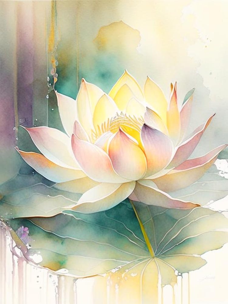 Sacred Lotus Storybook Watercolour 1