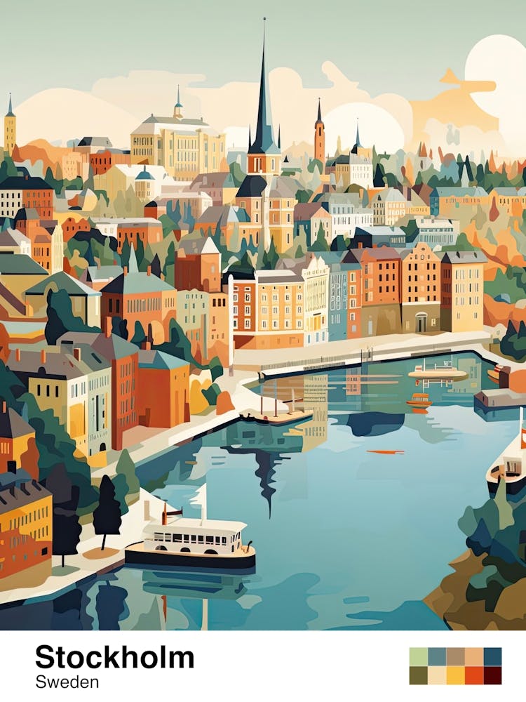 Stockholm, Sweden, Geometric Illustration 2 Poster