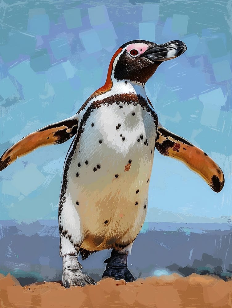 Galapagos Penguin Salisbury Plain Colour Block Painting 2