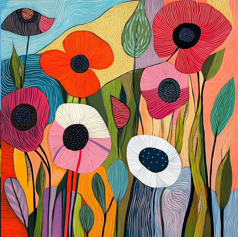 Vibrant Abstract Floral Composition