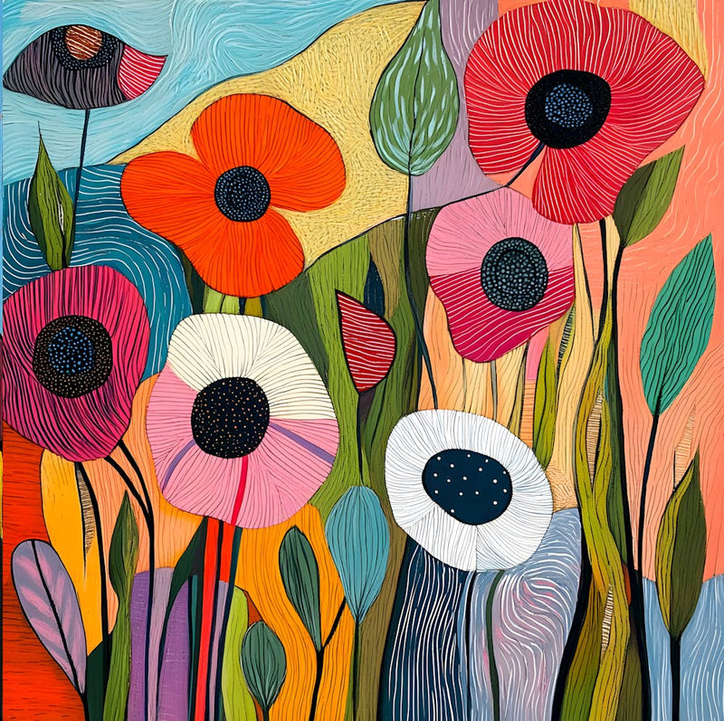 Vibrant Abstract Floral Composition