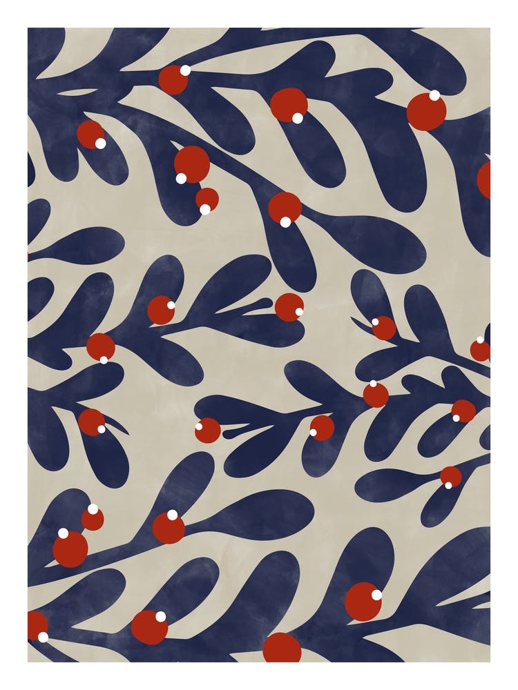 Beige and Navy Winter Berries