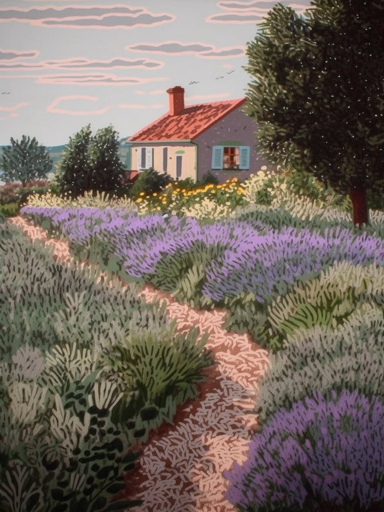 Lavender Fields Country Side Summer Landscape 3