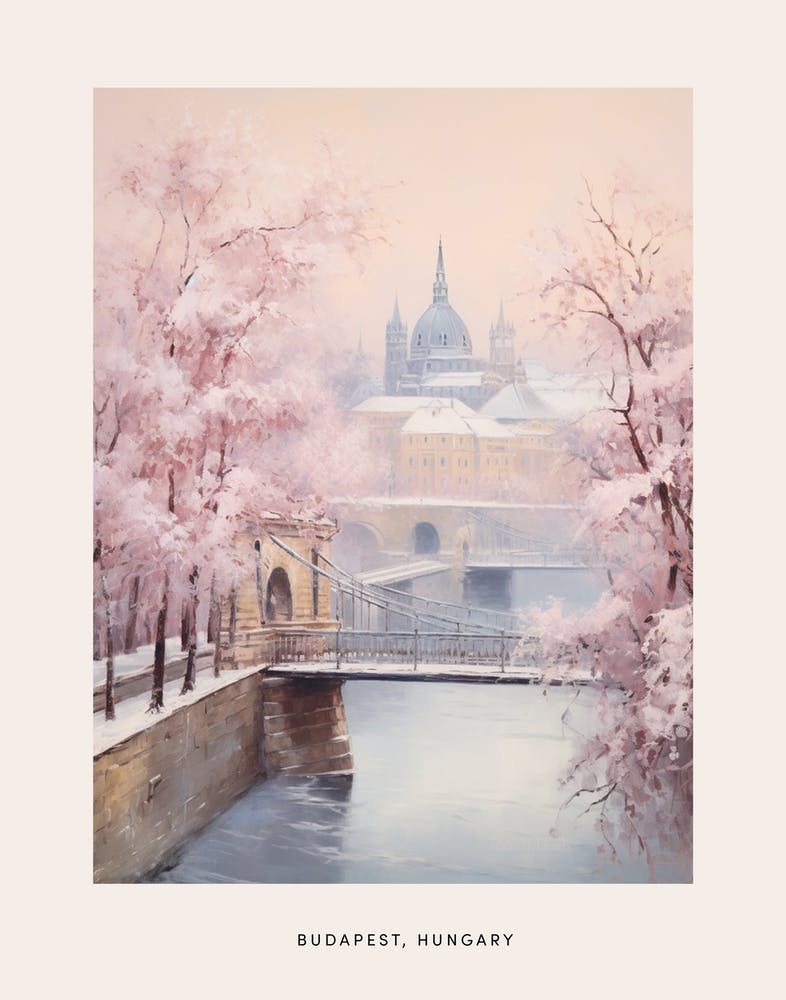 Affiche Peinture Hiver Onirique Budapest Hongrie 3