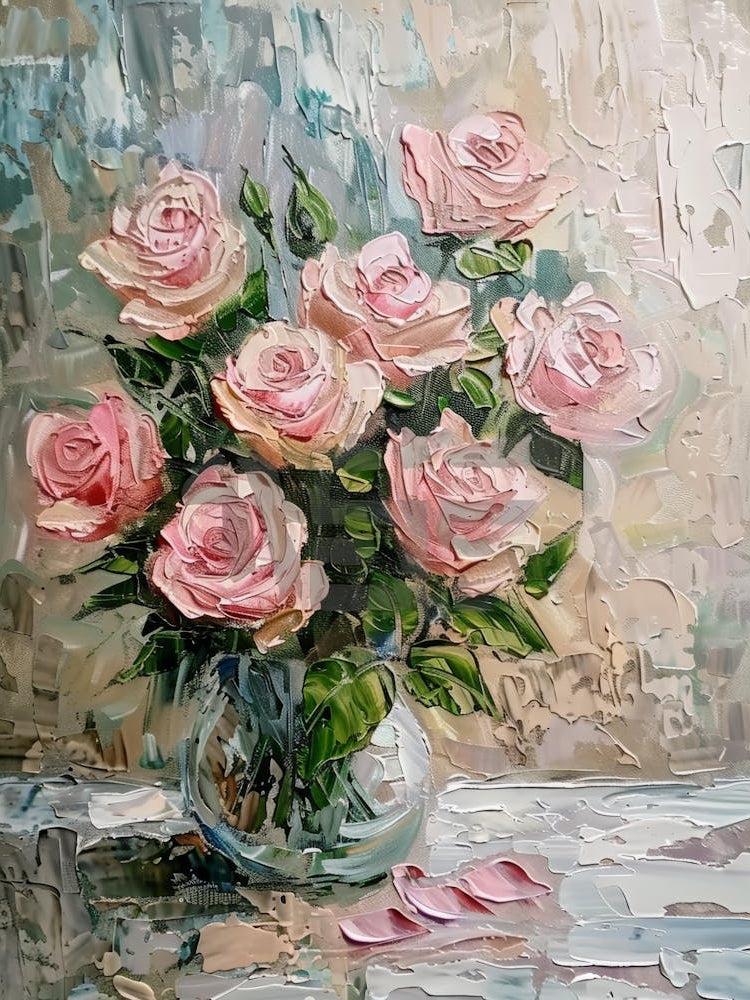 Pink Roses In A Vase 3