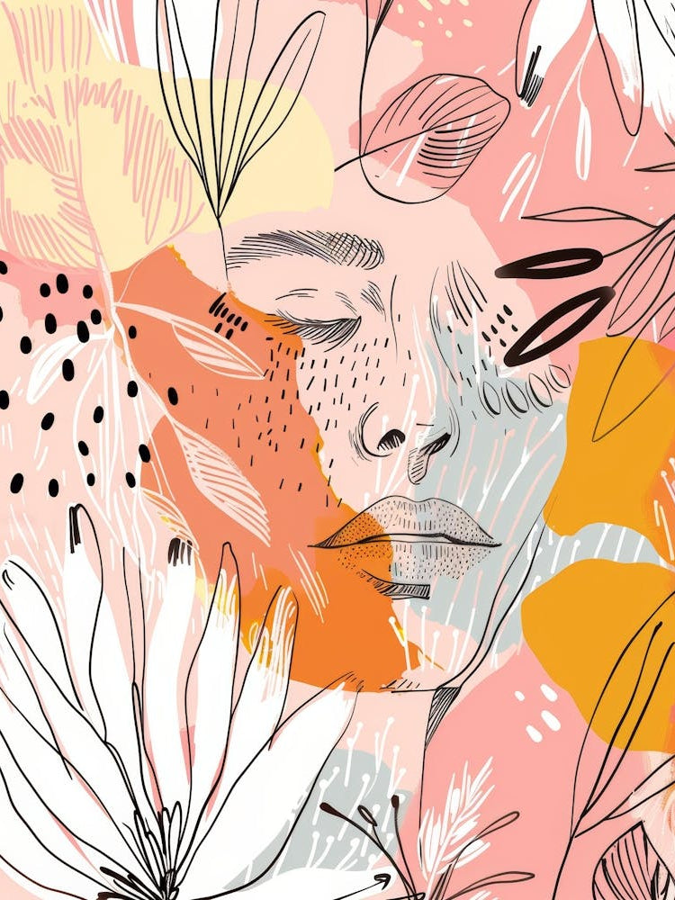 Abstract Floral Portrait Of A Woman