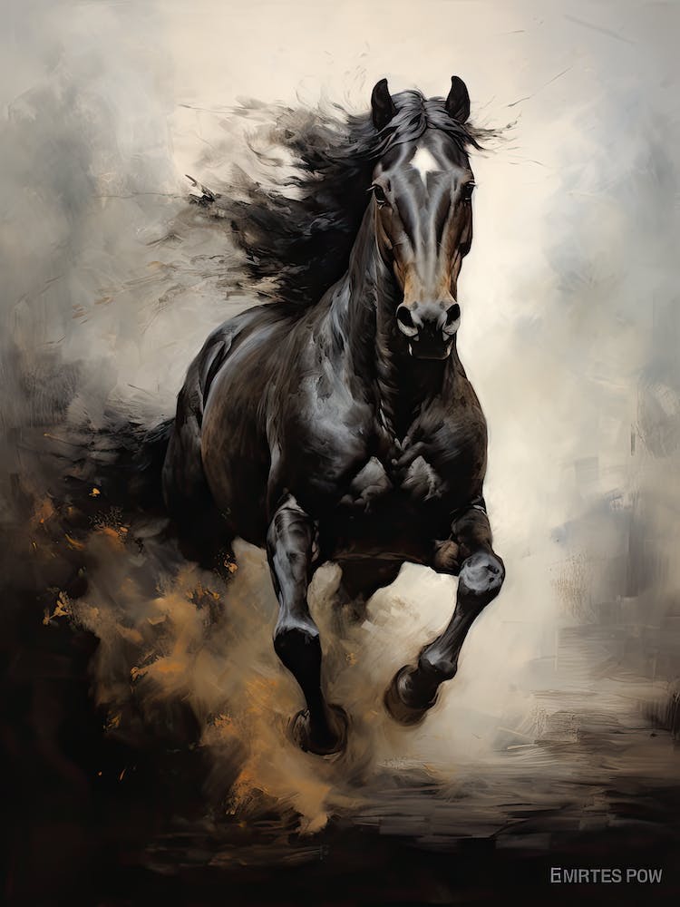 Horse Running Oil Painting Style 3