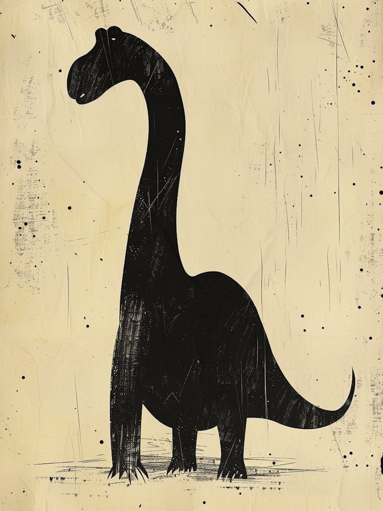 Dinosaur Sepia & Black Silhouette Illustration