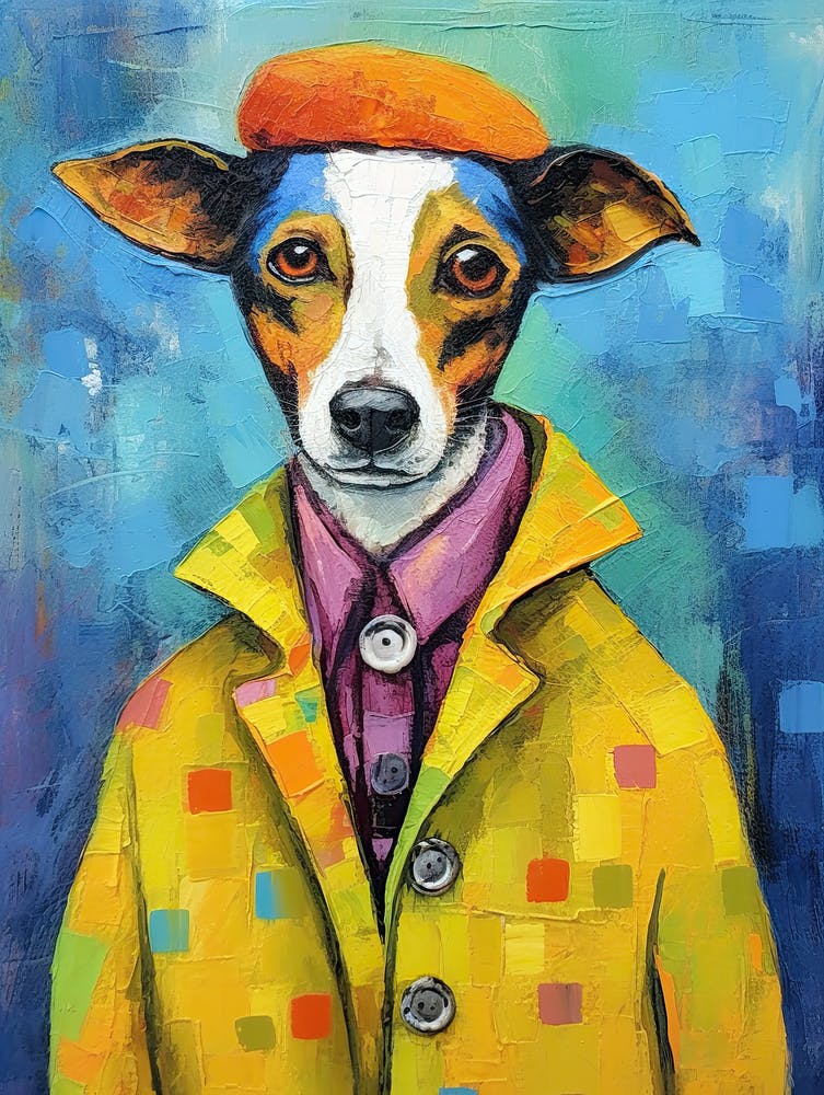 Stylishly Wagging; A Chic Dog Canvas Creation