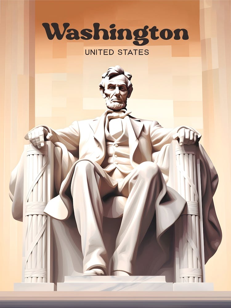 Washington États-Unis Statue de Lincoln Illustration de Voyage Moderne